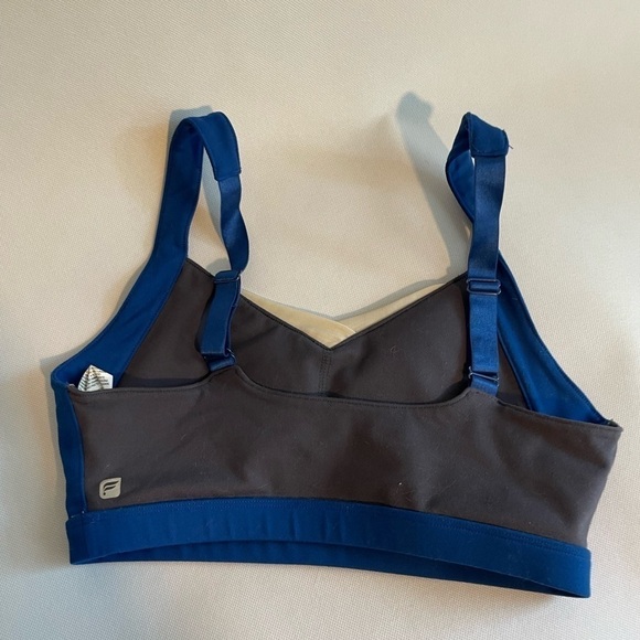 Fabletics Small Sports Bra Adjustable Straps Mesh Sweetheart Neckline Gray Blue - Picture 2 of 4